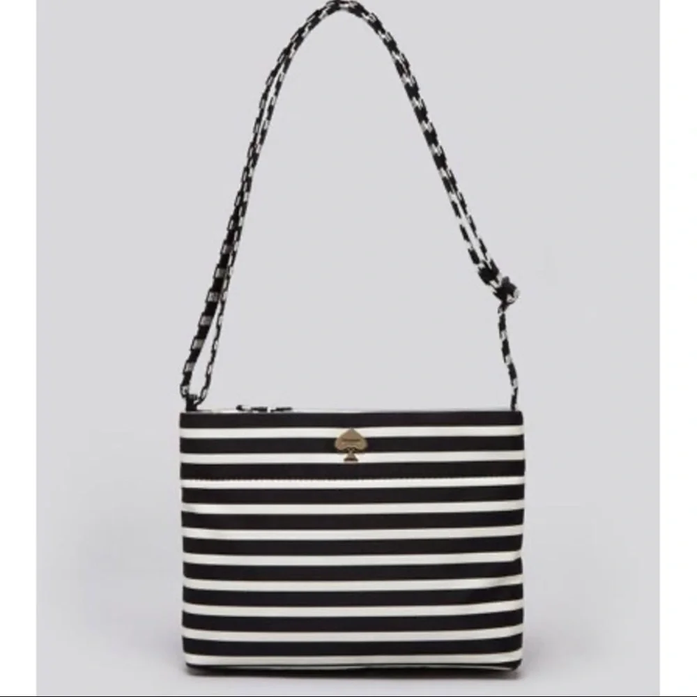 Kate Spade Black White  Striped Cammy Crossbody Bag_4